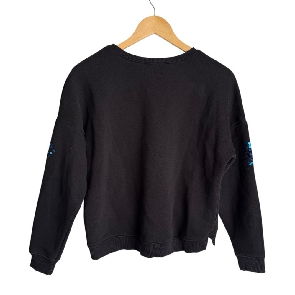 Justice Girls Black Crewneck Sweatshirt With Multicolor Sequin Detail Size 18/20 - Picture 2 of 7